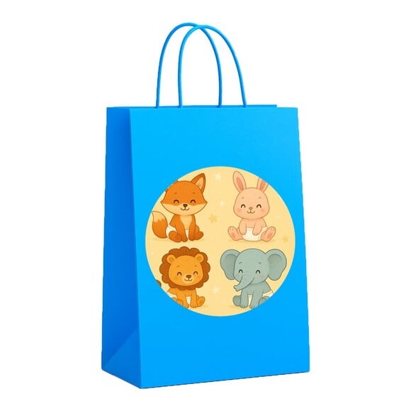Sacola de Papel Personalizada Infantil Animais Fofinhos Baby
