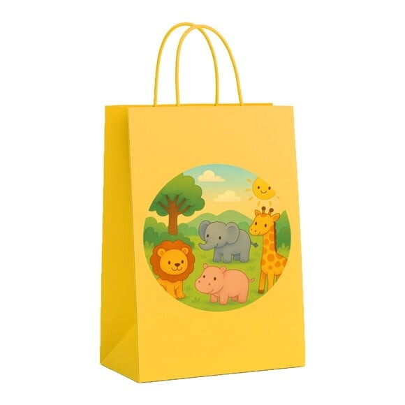 Sacola de Papel Personalizada Infantil Animais Selvagens