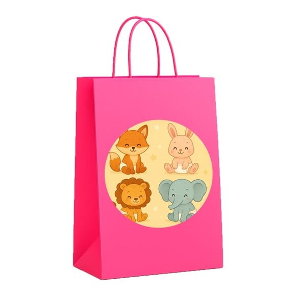 Sacola de Papel Personalizada Infantil Animais Fofinhos Baby