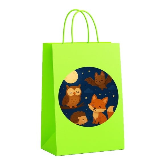 Sacola de Papel Personalizada Infantil Animais Noturnos