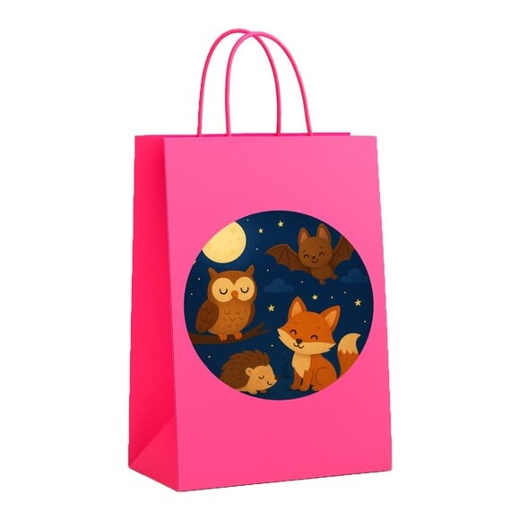 Sacola de Papel Personalizada Infantil Animais Noturnos