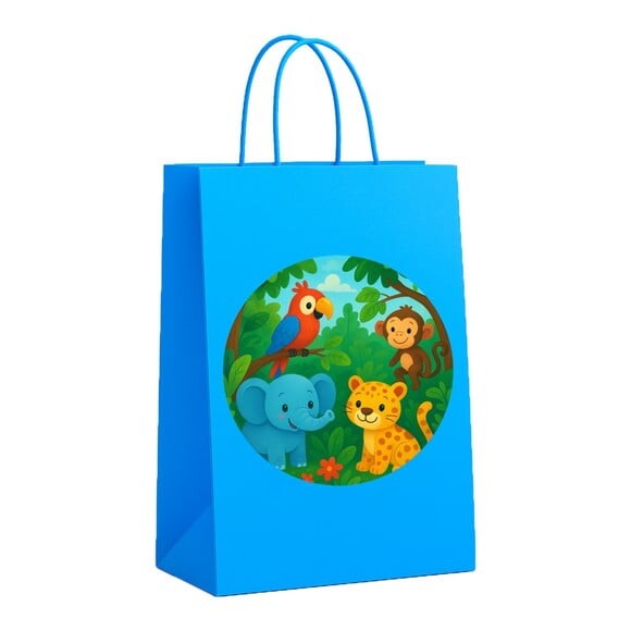 Sacola de Papel Personalizada Infantil Animais Tropicais