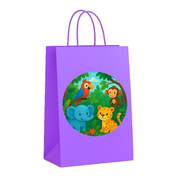 Sacola de Papel Personalizada Infantil Animais Tropicais
