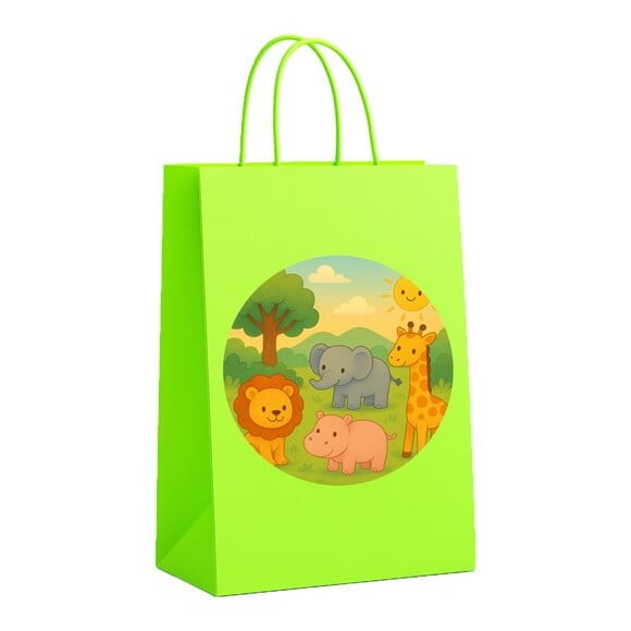 Sacola de Papel Personalizada Infantil Animais Selvagens