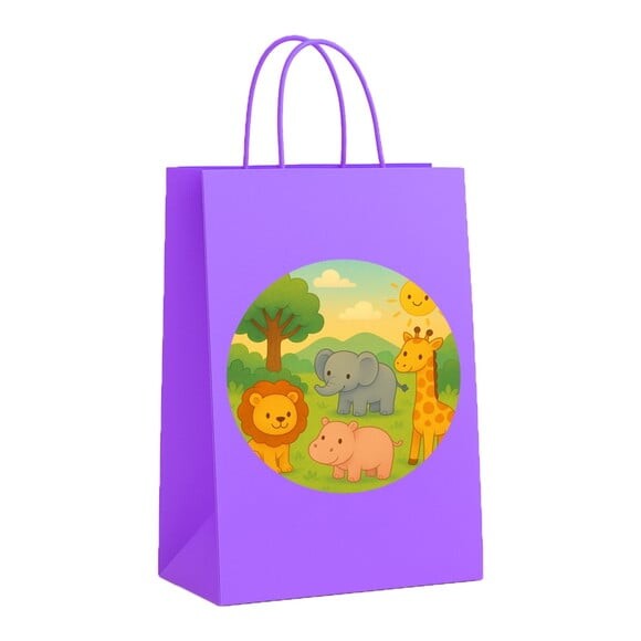 Sacola de Papel Personalizada Infantil Animais Selvagens