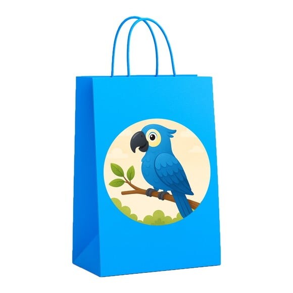 Sacola de Papel Personalizada Infantil Arara Azul