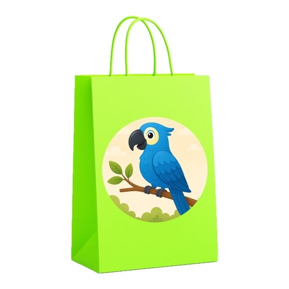 Sacola de Papel Personalizada Infantil Arara Azul