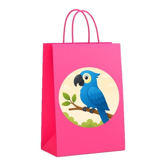 Sacola de Papel Personalizada Infantil Arara Azul