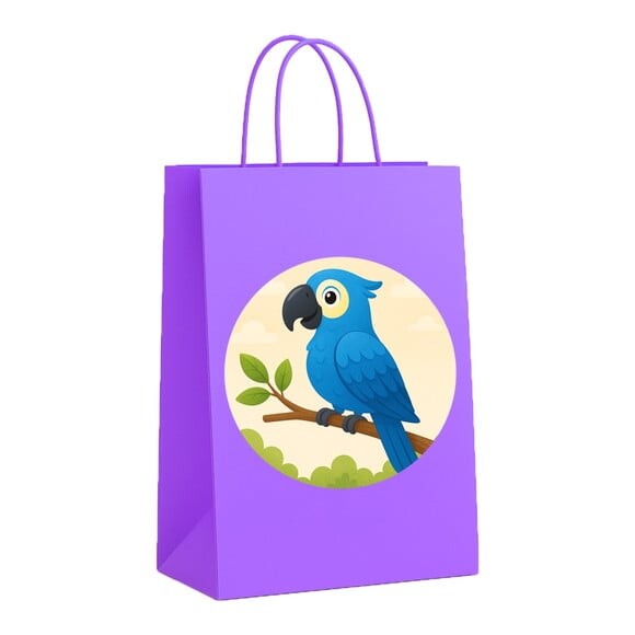 Sacola de Papel Personalizada Infantil Arara Azul