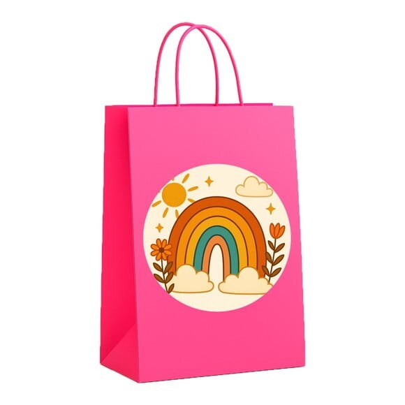 Sacola de Papel Personalizada Infantil Arco-íris Boho