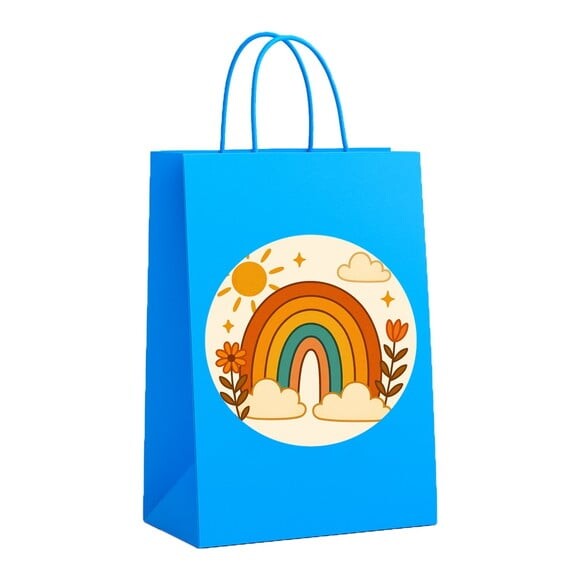 Sacola de Papel Personalizada Infantil Arco-íris Boho