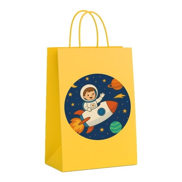 Sacola de Papel Personalizada Infantil Aventura Espacial