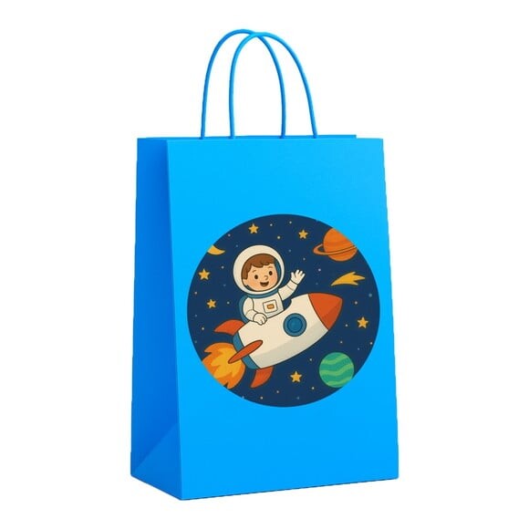 Sacola de Papel Personalizada Infantil Aventura Espacial