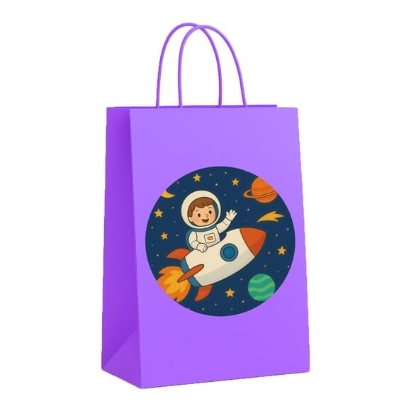 Sacola de Papel Personalizada Infantil Aventura Espacial