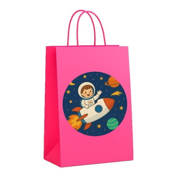 Sacola de Papel Personalizada Infantil Aventura Espacial