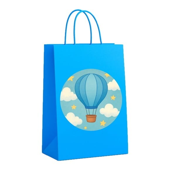 Sacola de Papel Personalizada Infantil Balão de Ar Azul