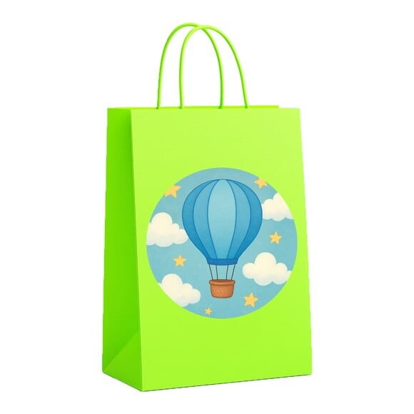 Sacola de Papel Personalizada Infantil Balão de Ar Azul
