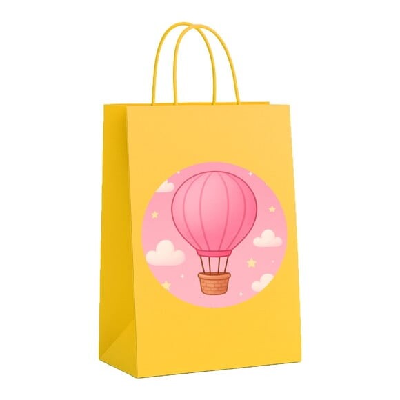Sacola de Papel Personalizada Infantil Balão de Ar Rosa