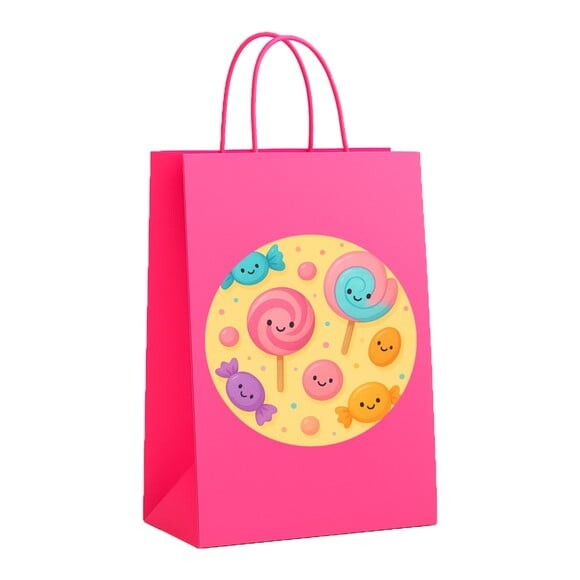 Sacola de Papel Personalizada Infantil Balas e Pirulitos