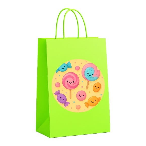 Sacola de Papel Personalizada Infantil Balas e Pirulitos