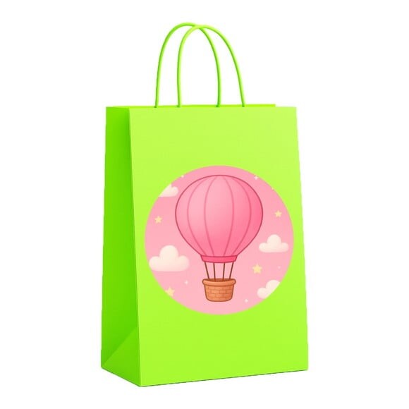 Sacola de Papel Personalizada Infantil Balão de Ar Rosa