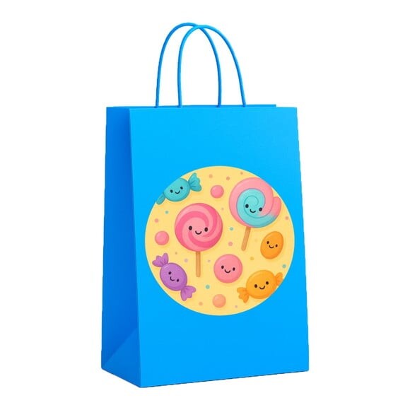 Sacola de Papel Personalizada Infantil Balas e Pirulitos