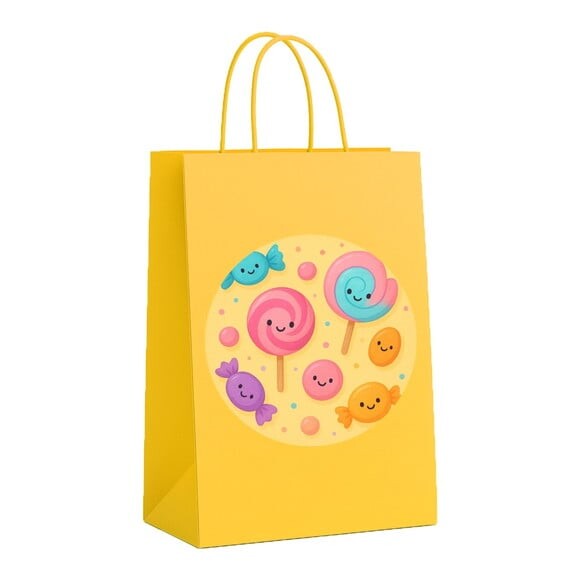 Sacola de Papel Personalizada Infantil Balas e Pirulitos