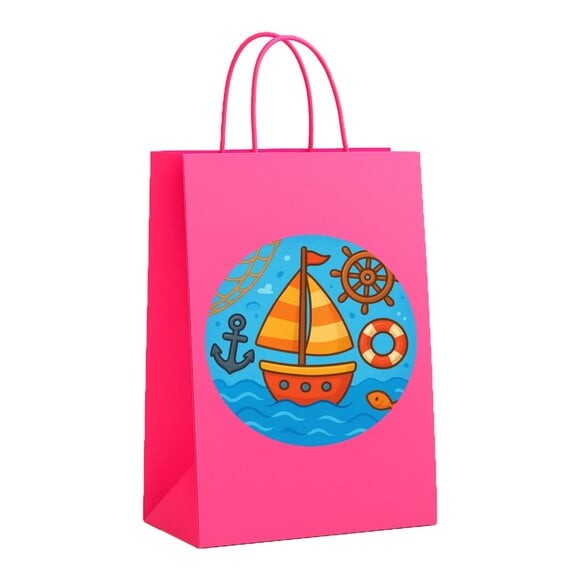Sacola de Papel Personalizada Infantil Barquinho