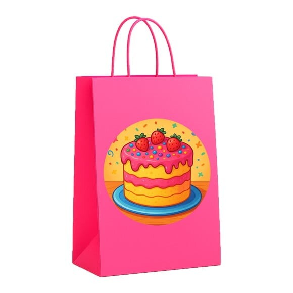 Sacola de Papel Personalizada Infantil Bolo Confeitado