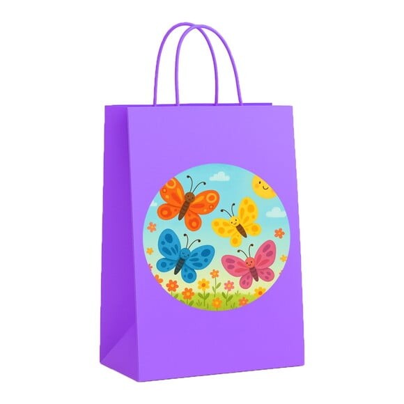 Sacola de Papel Personalizada Infantil Borboletas