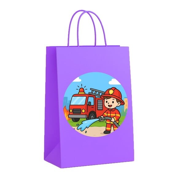 Sacola de Papel Personalizada Infantil Bombeiros