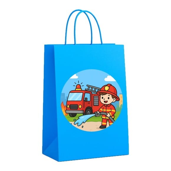 Sacola de Papel Personalizada Infantil Bombeiros