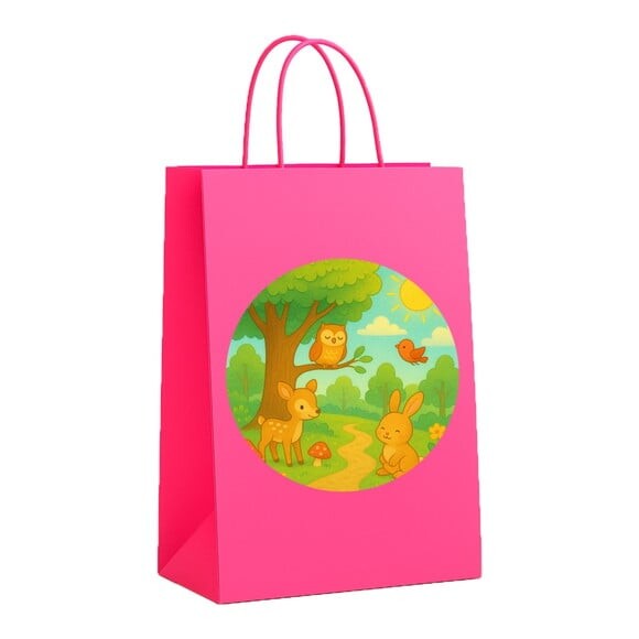 Sacola de Papel Personalizada Infantil Bosque Encantado