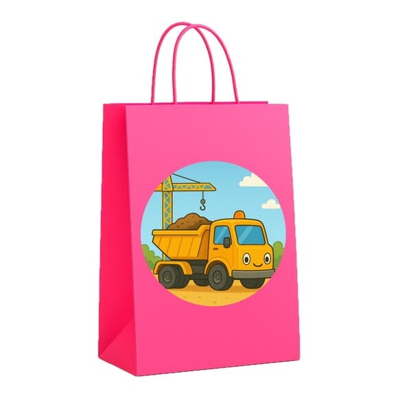 Sacola de Papel Personalizada Infantil Caminhão Caçamba