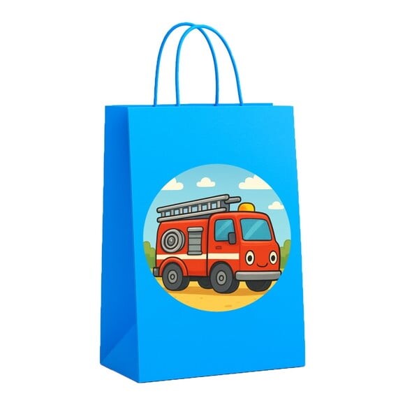 Sacola de Papel Personalizada Infantil Caminhão de Bombeiro