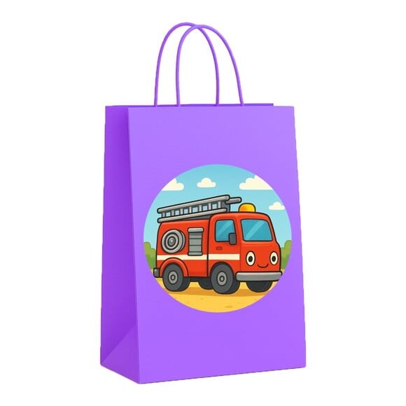 Sacola de Papel Personalizada Infantil Caminhão de Bombeiro