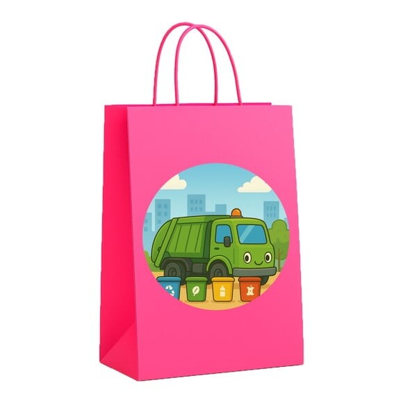 Sacola de Papel Personalizada Infantil Caminhão de Lixo