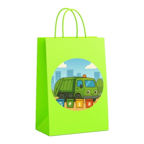 Sacola de Papel Personalizada Infantil Caminhão de Lixo