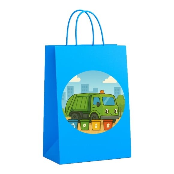 Sacola de Papel Personalizada Infantil Caminhão de Lixo