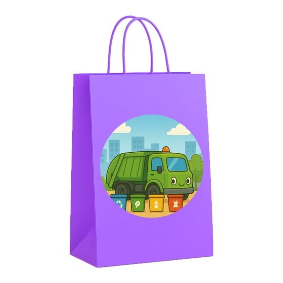 Sacola de Papel Personalizada Infantil Caminhão de Lixo