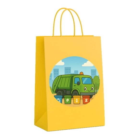 Sacola de Papel Personalizada Infantil Caminhão de Lixo