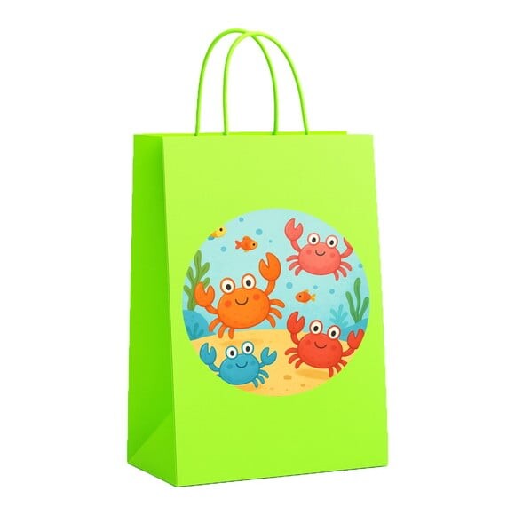 Sacola de Papel Personalizada Infantil Caranguejinhos