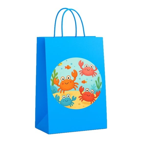 Sacola de Papel Personalizada Infantil Caranguejinhos