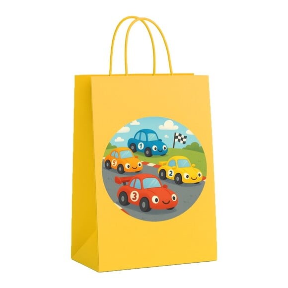 Sacola de Papel Personalizada Infantil Carros de Corridas