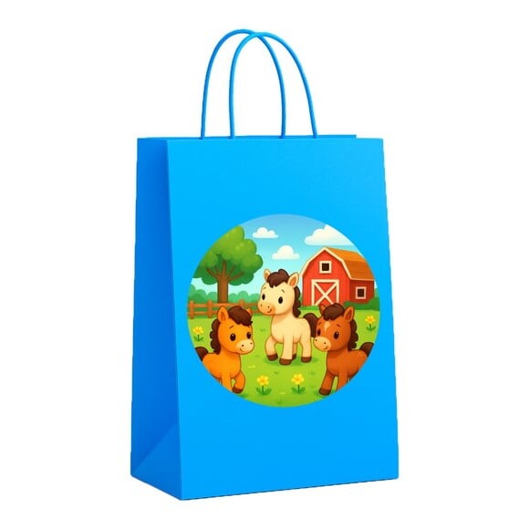 Sacola de Papel Personalizada Infantil Cavalinhos