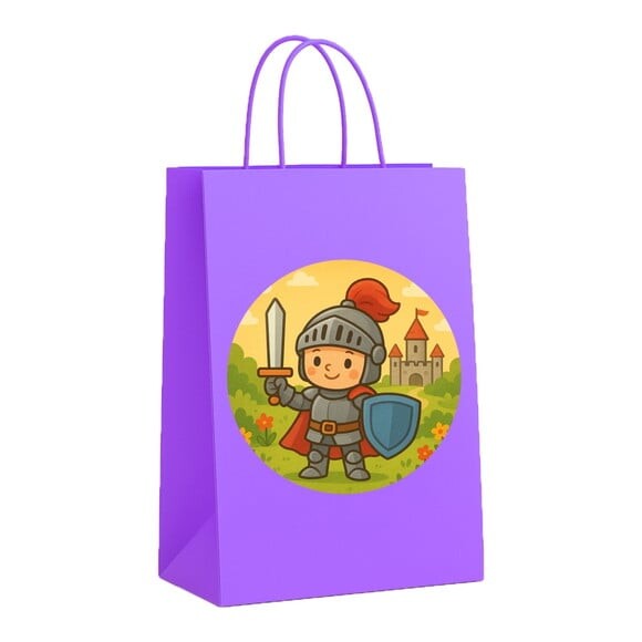 Sacola de Papel Personalizada Infantil Cavaleiro Medieval