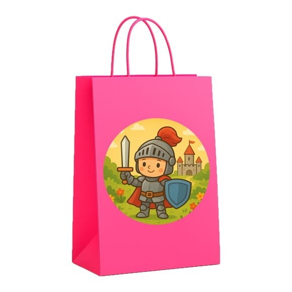 Sacola de Papel Personalizada Infantil Cavaleiro Medieval