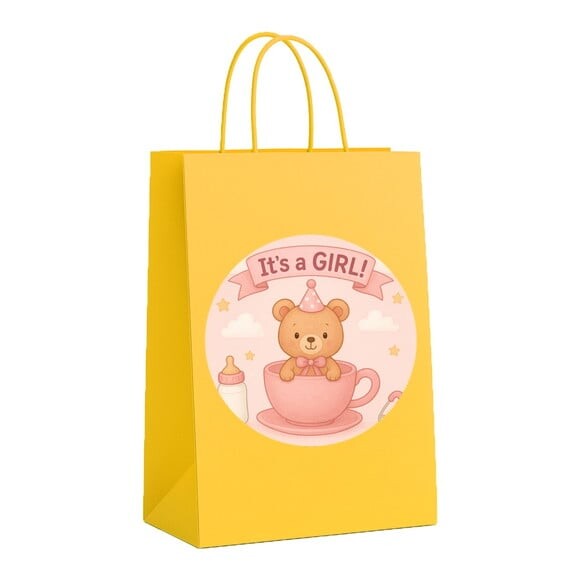 Sacola de Papel Personalizada Infantil Chá de Bebê Menina