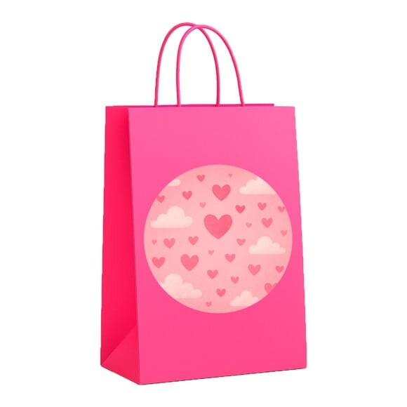 Sacola de Papel Personalizada Infantil Céu Rosa