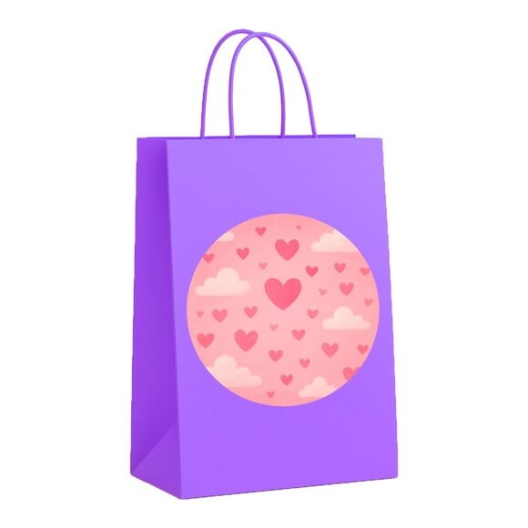 Sacola de Papel Personalizada Infantil Céu Rosa